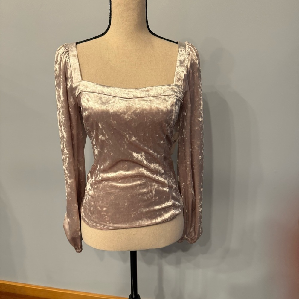 Anthropologie crushed velvet square neck top